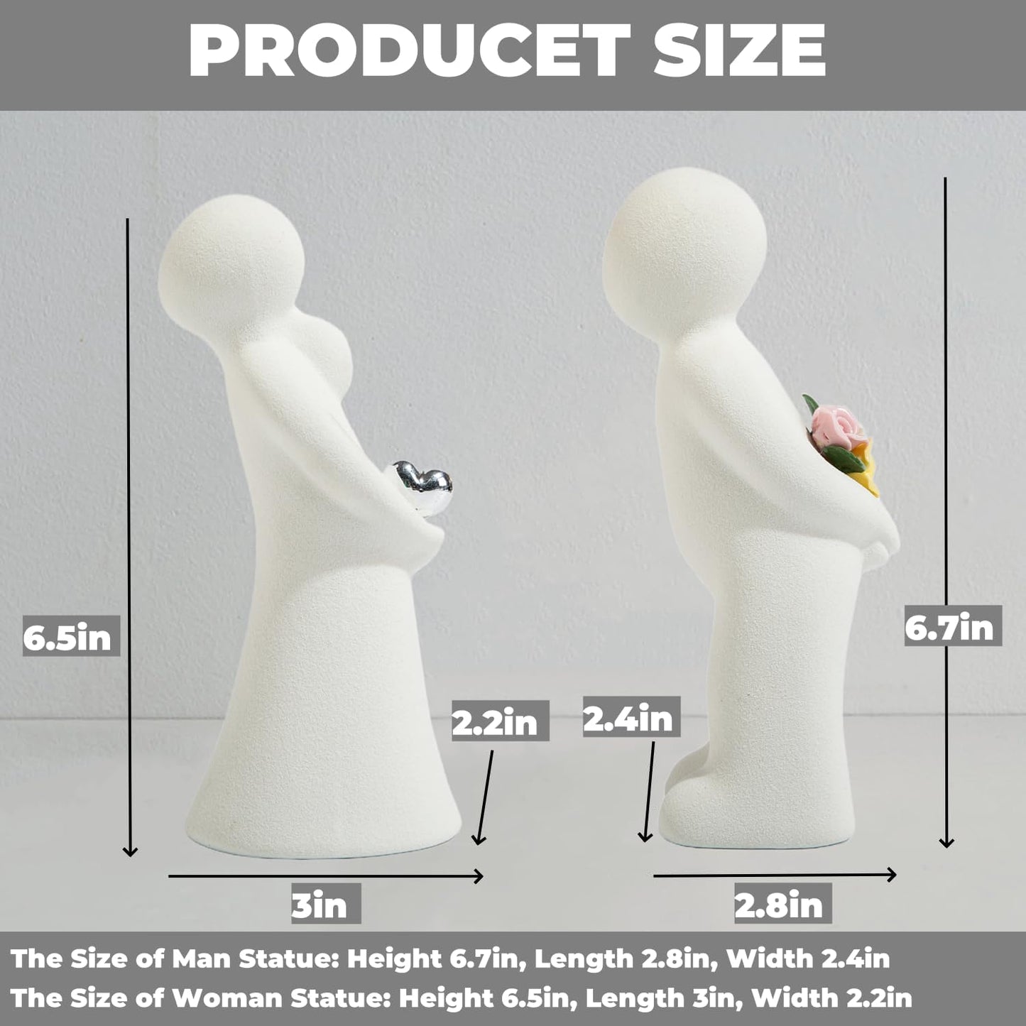 Ceramic Couple Statue / Modern Aesthetic Couple Sculpture Love Sign Figurines