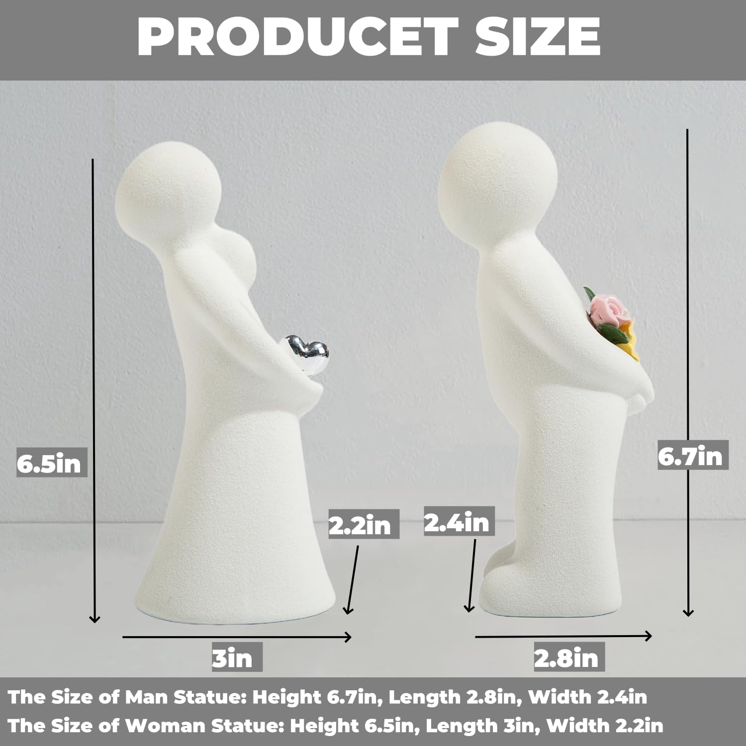 Ceramic Couple Statue / Modern Aesthetic Couple Sculpture Love Sign Figurines