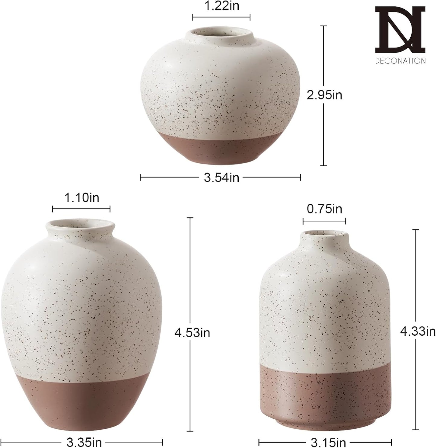 Ceramic Vase / Vases Home Decor Rustic Farmhouse Decor / Beige&brown / Set of 3