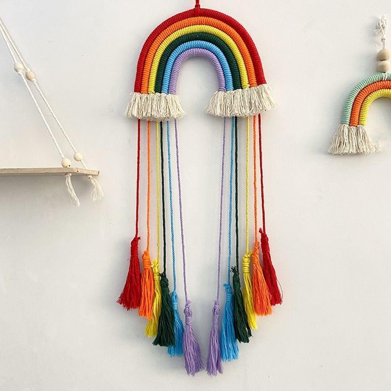 Rainbow Macrame Wall Hanging / Red Rainbow