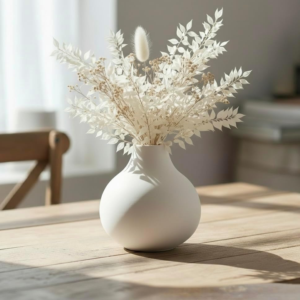 Round Vase / Mid Century Modern Home Decor / White