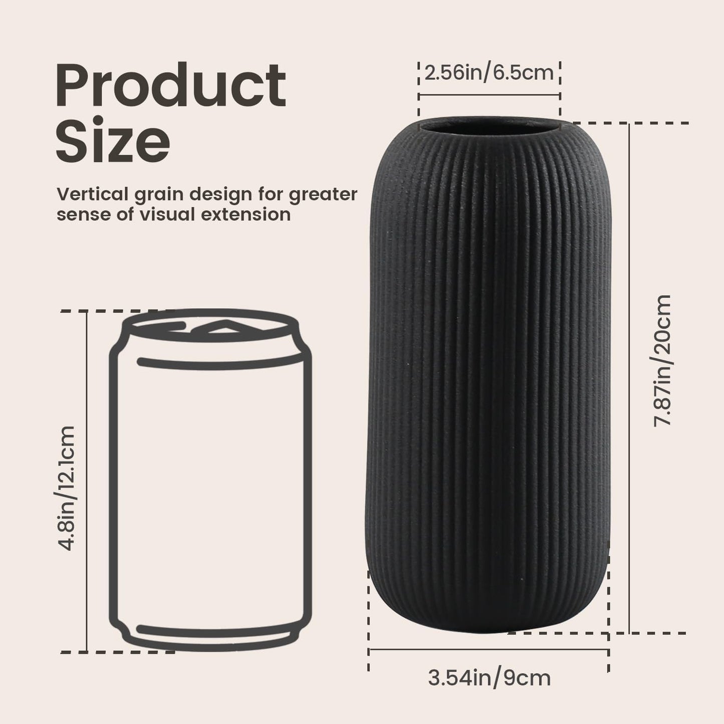 Bohemian Ceramic Vase / Black / 8in-pill / 8 Inch