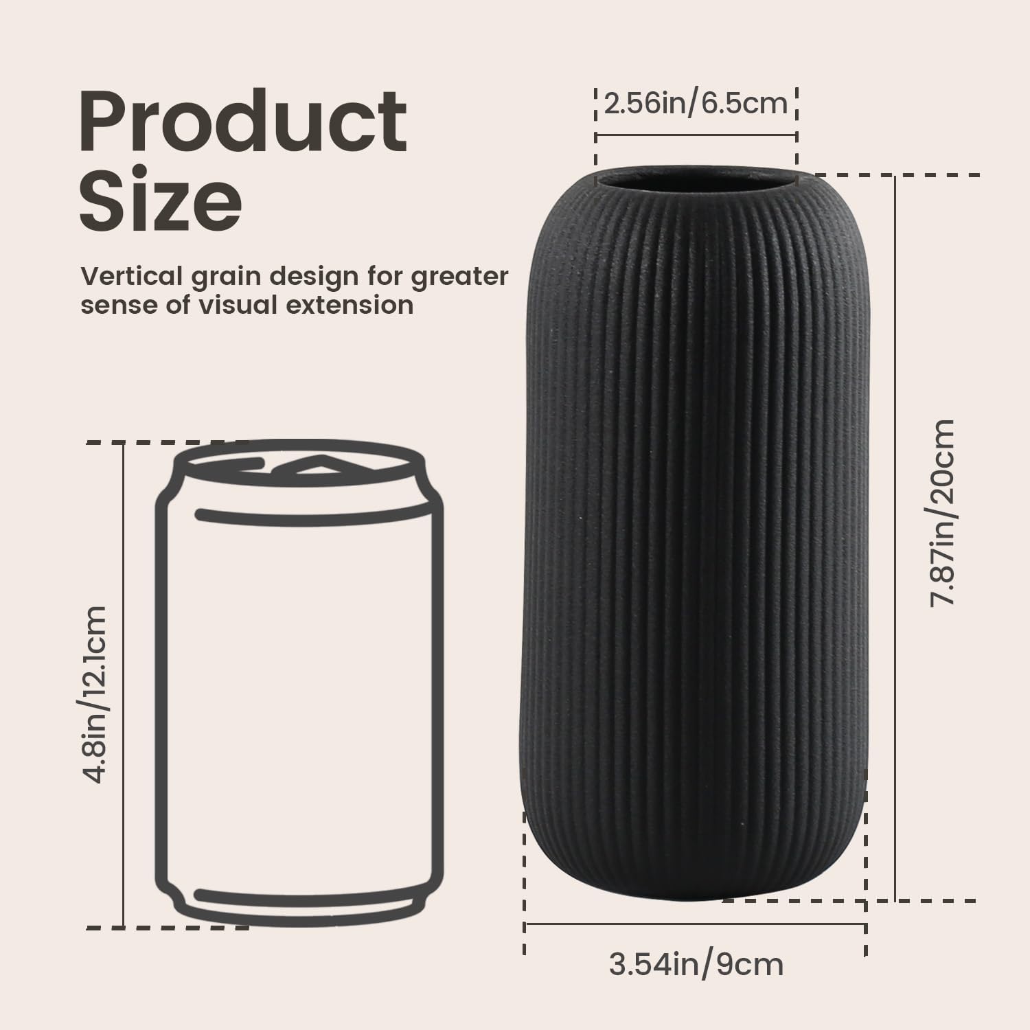 Bohemian Ceramic Vase / Black / 8in-pill / 8 Inch