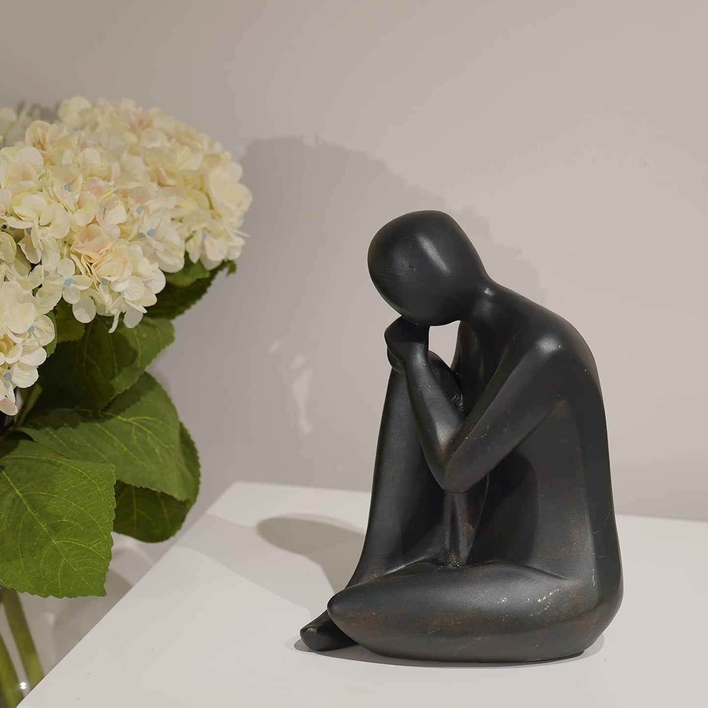 Thinker Statue Resin Abstract Sculpture / Black Copper