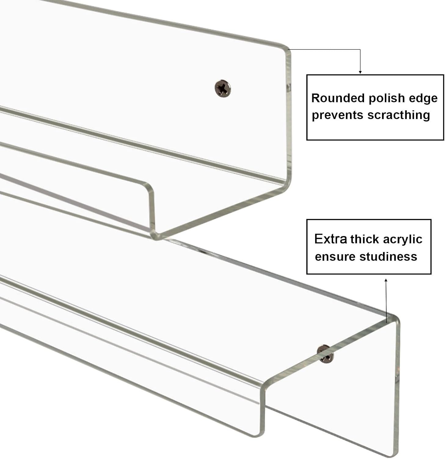 Dezzer Acrylic Floating Shelves, 6 Pack 15" Invisible Shelf Wall Ledge Bookshelf Bedroom Bathroom Kitchen Shelves Book
