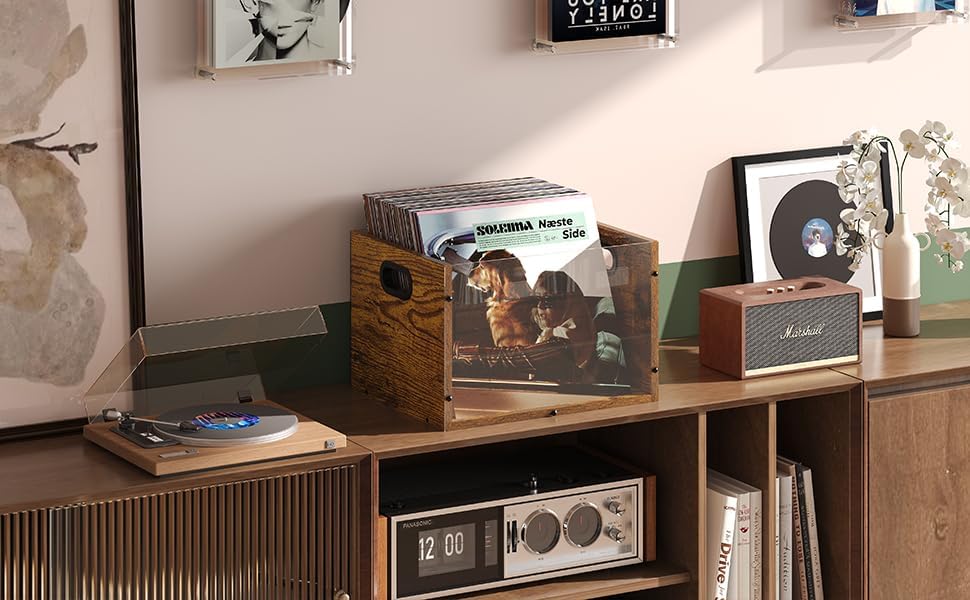 X-cosrack Acrylic Vinyl Record Storage Crate, Visible Record Holder Crate, Classic Cube Album Storage Box, Record Shelf