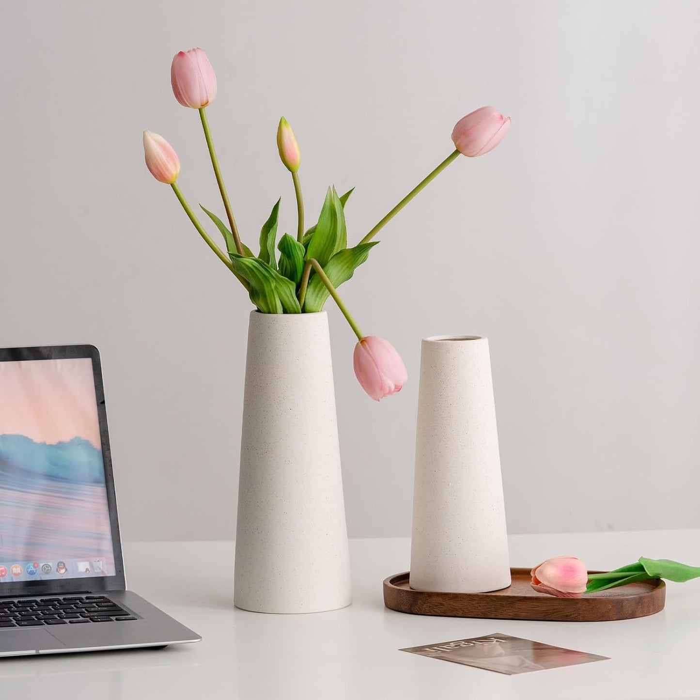White Ceramic Vase / Large: 10 Inches / Creamy White / 10 Inch