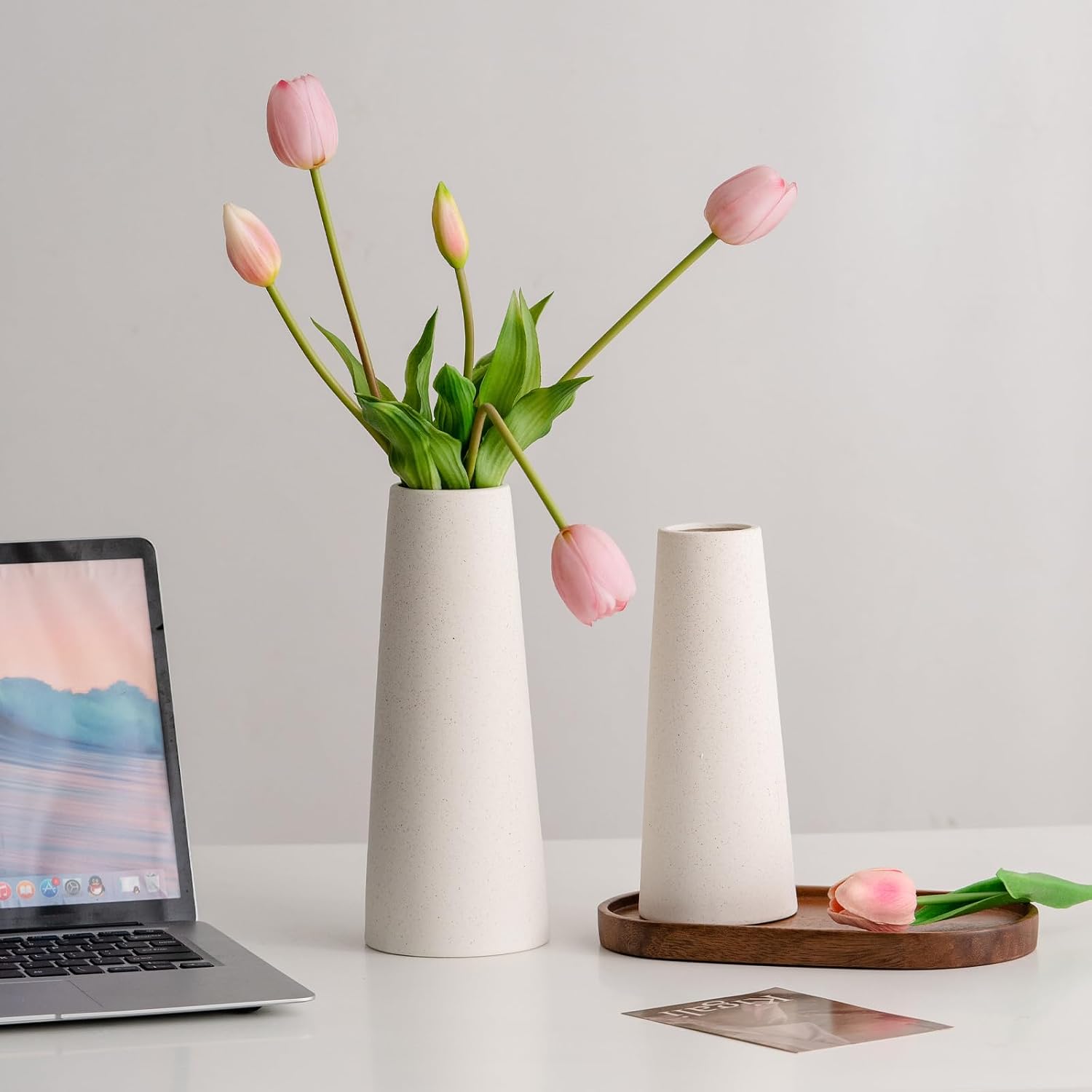 White Ceramic Vase / Large: 10 Inches / Creamy White / 10 Inch