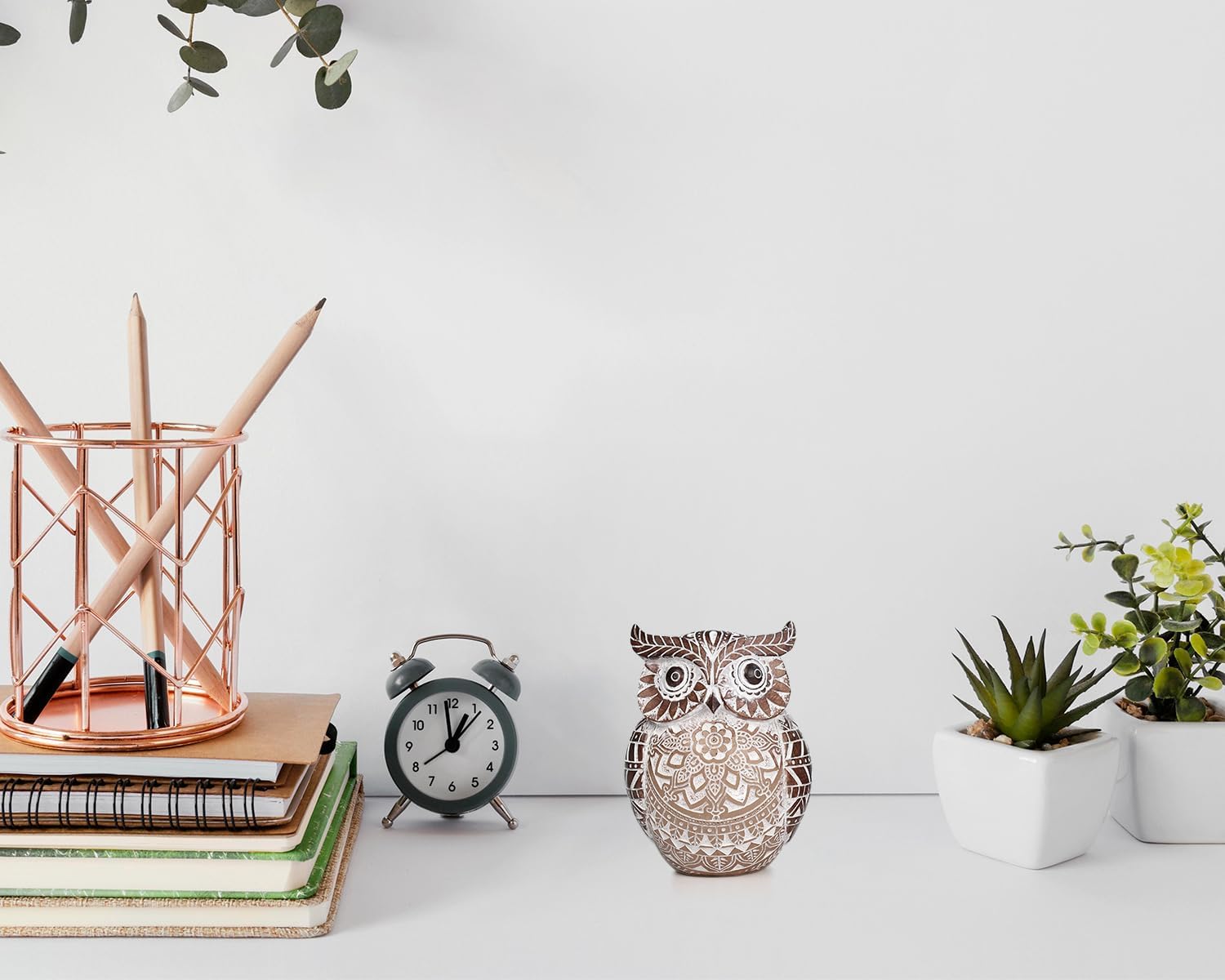 Chubby Owl Figurine Boho Decor / Small
