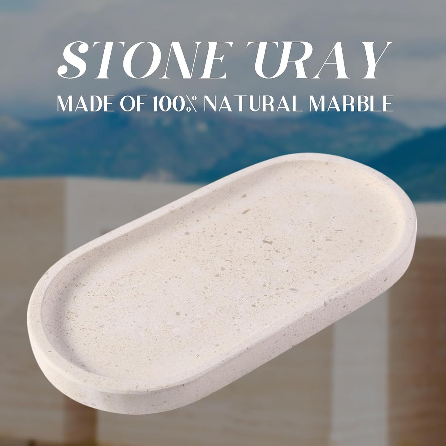 Catchall Trays / Natural Marble Tray / Moca Crema Yellow / 10 x 5 x 0.7