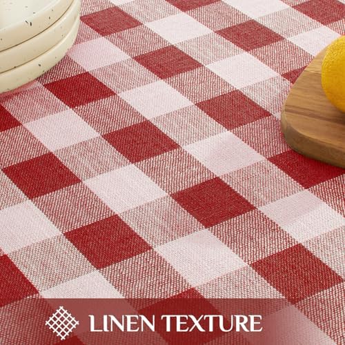 Softalker Gingham Square Tablecloth with Tassel, Red, 55" x 55"