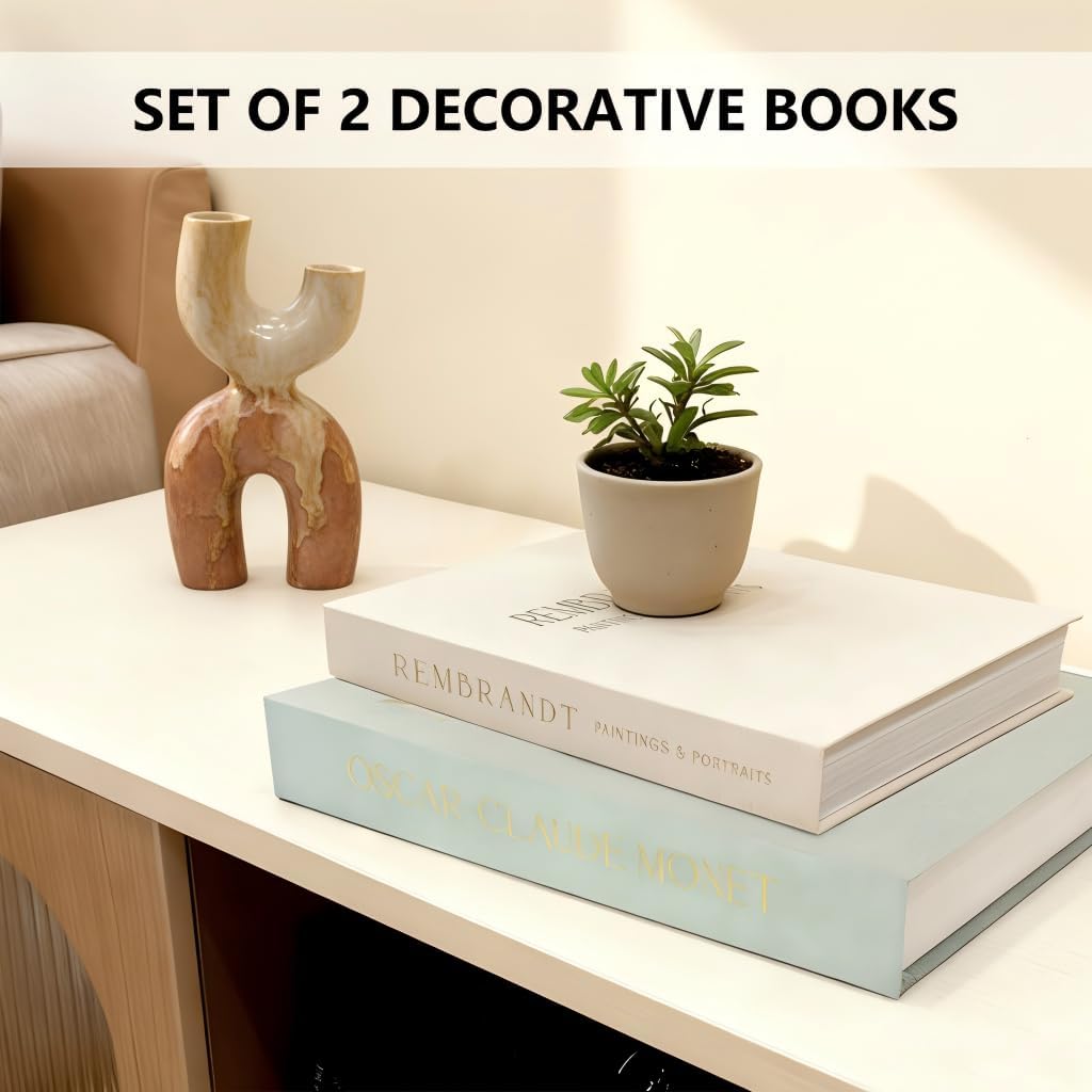 Linen Fake Book Decor / Sage/beige