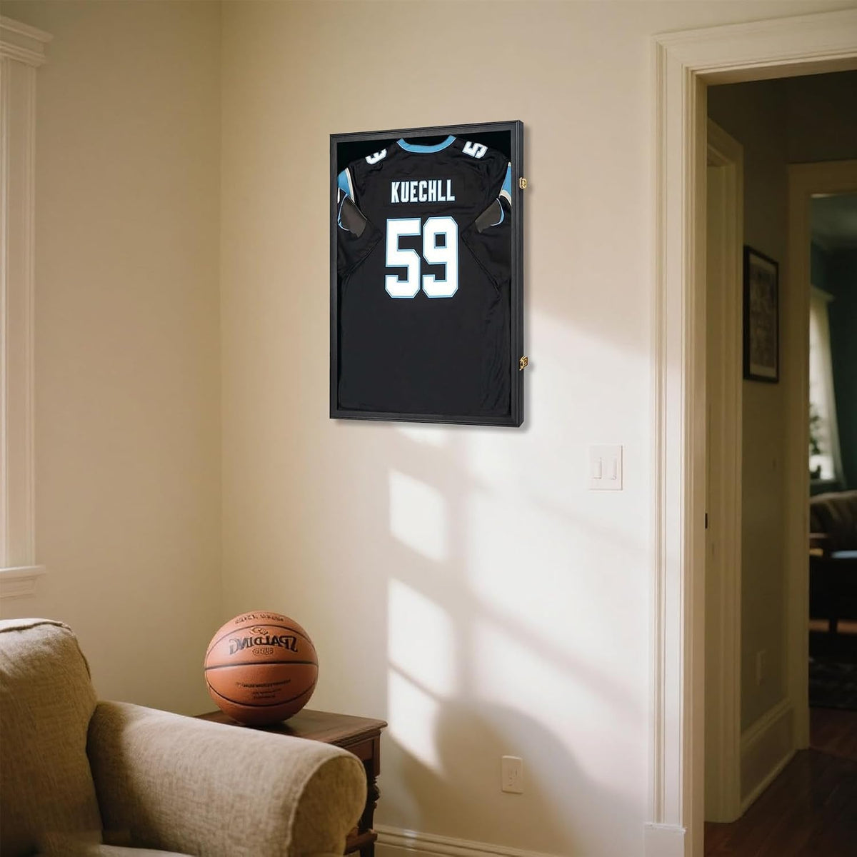 IHEIPYE Jersey Frame Display Case Shadow Box 3 Pack Black | Lockable, UV Protection, Hanger, Baseball, Basketball