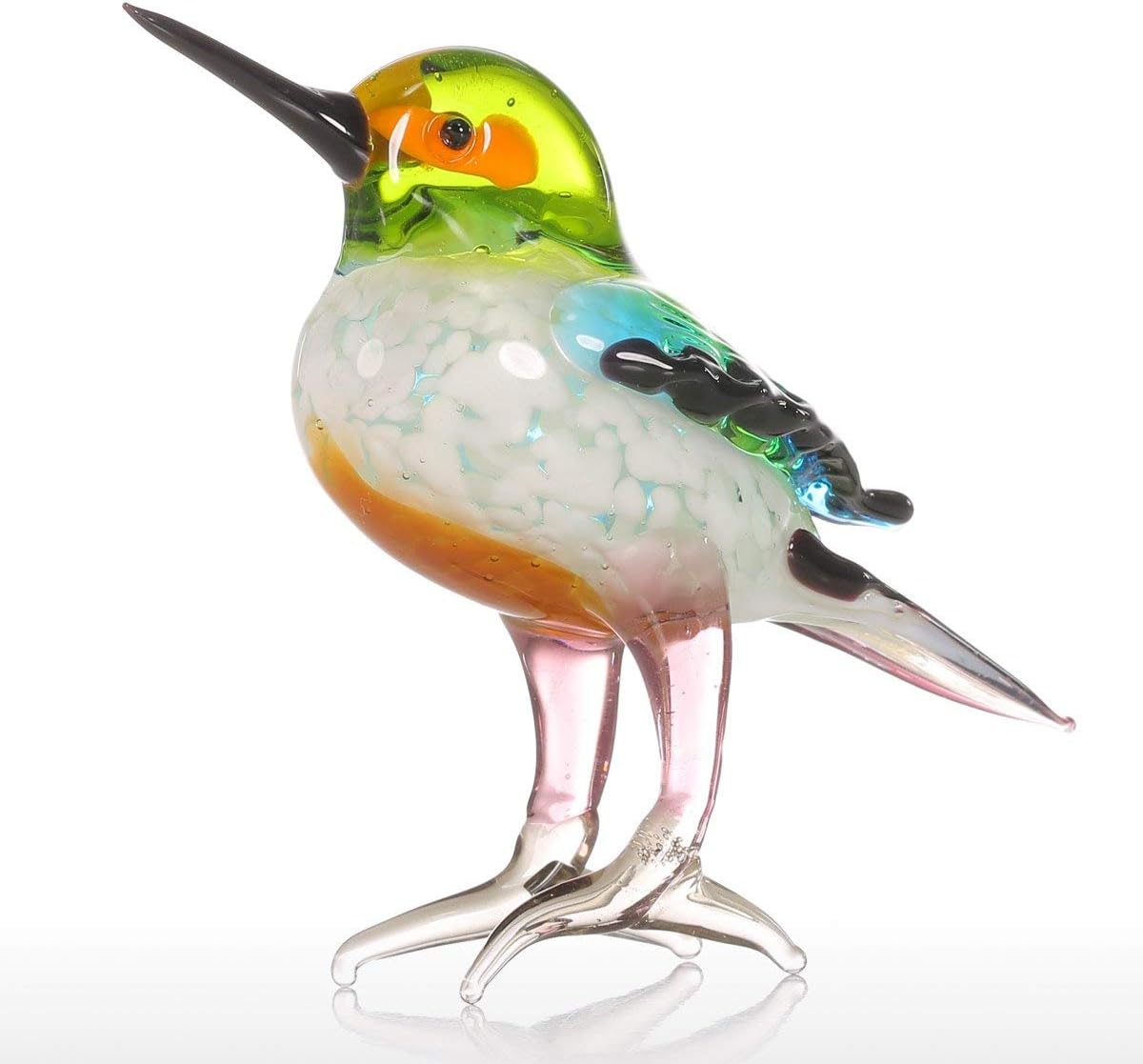 Too-arts Tiny Bird Glass Sculpture Ornament Bird Figurine Hand Blown Statue Multicolor