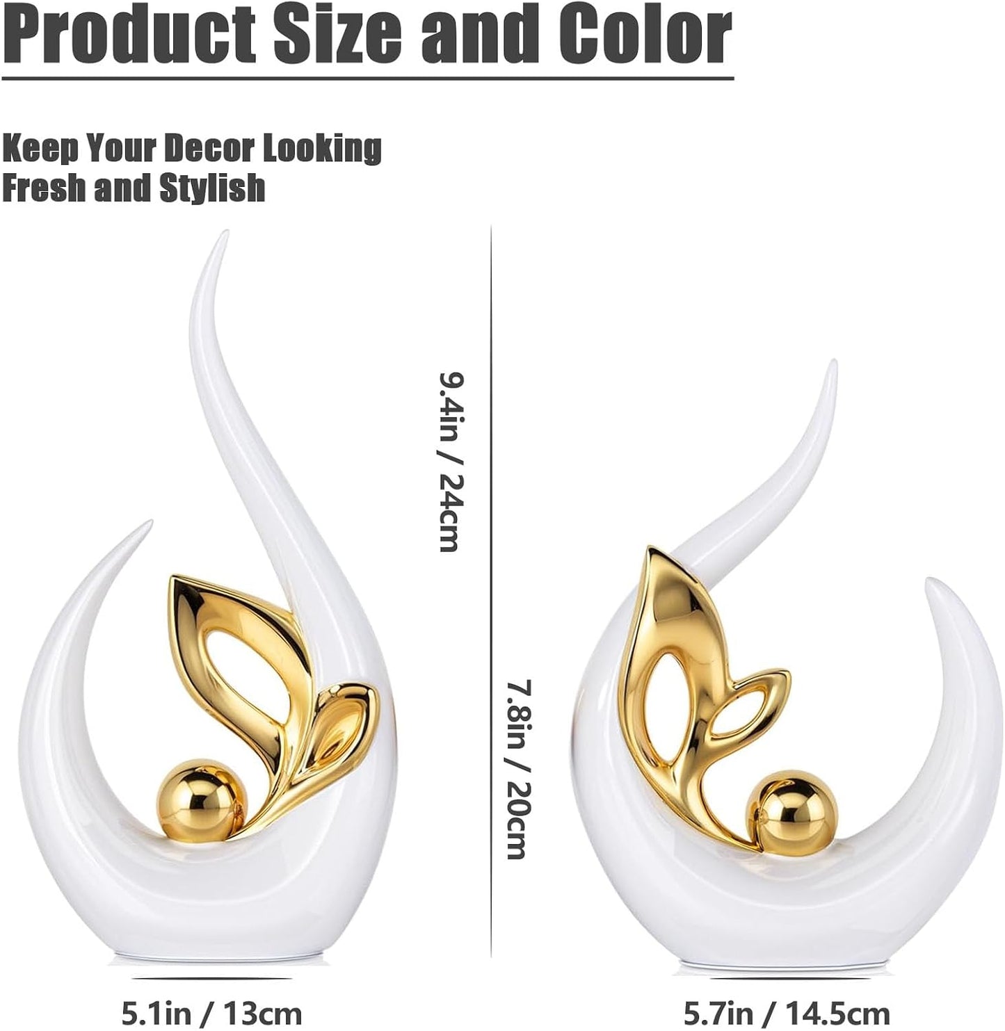 Abstract Ceramic Statue and Sculptures / White Gold