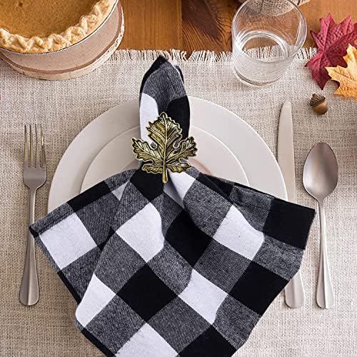 STMK Set of 12 Maple Leaf Napkin Rings, Fall Napkin Rings Alloy Napkin Holder for Fall Thanksgiving Day Theme Party Autumn Table Decorations