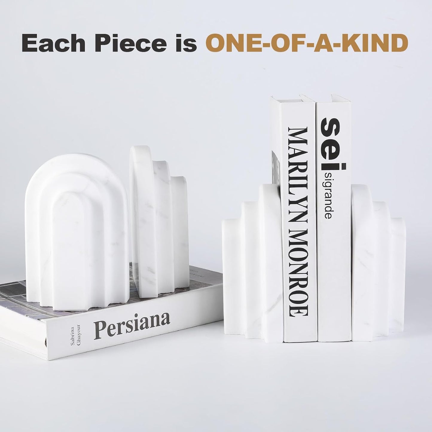 Heavy Duty Bookends / Arched-white