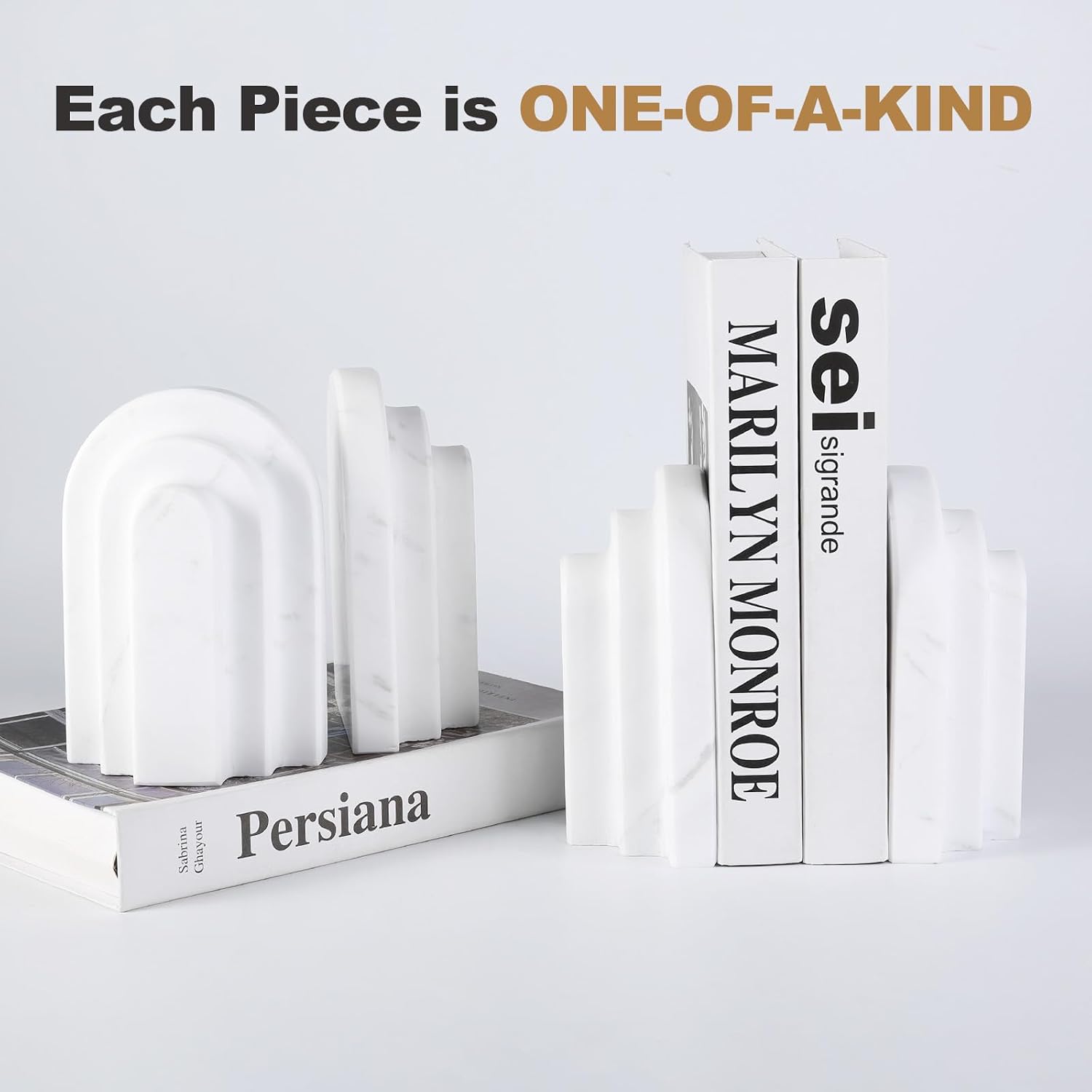 Heavy Duty Bookends / Arched-white