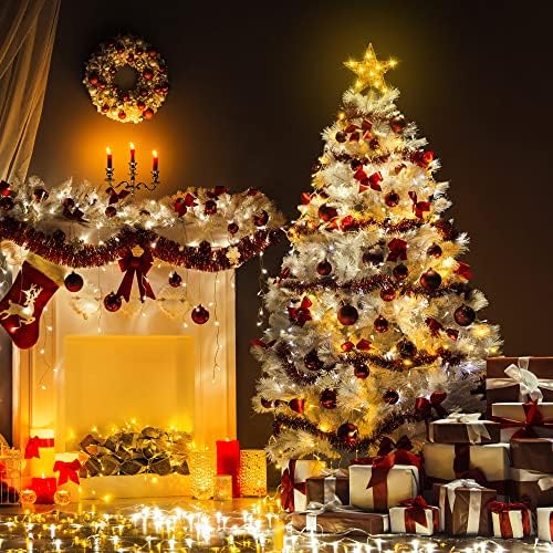 DULEFUN 11.8 Inch Christmas LED Gold Star Tree Topper with 20 LED Lights