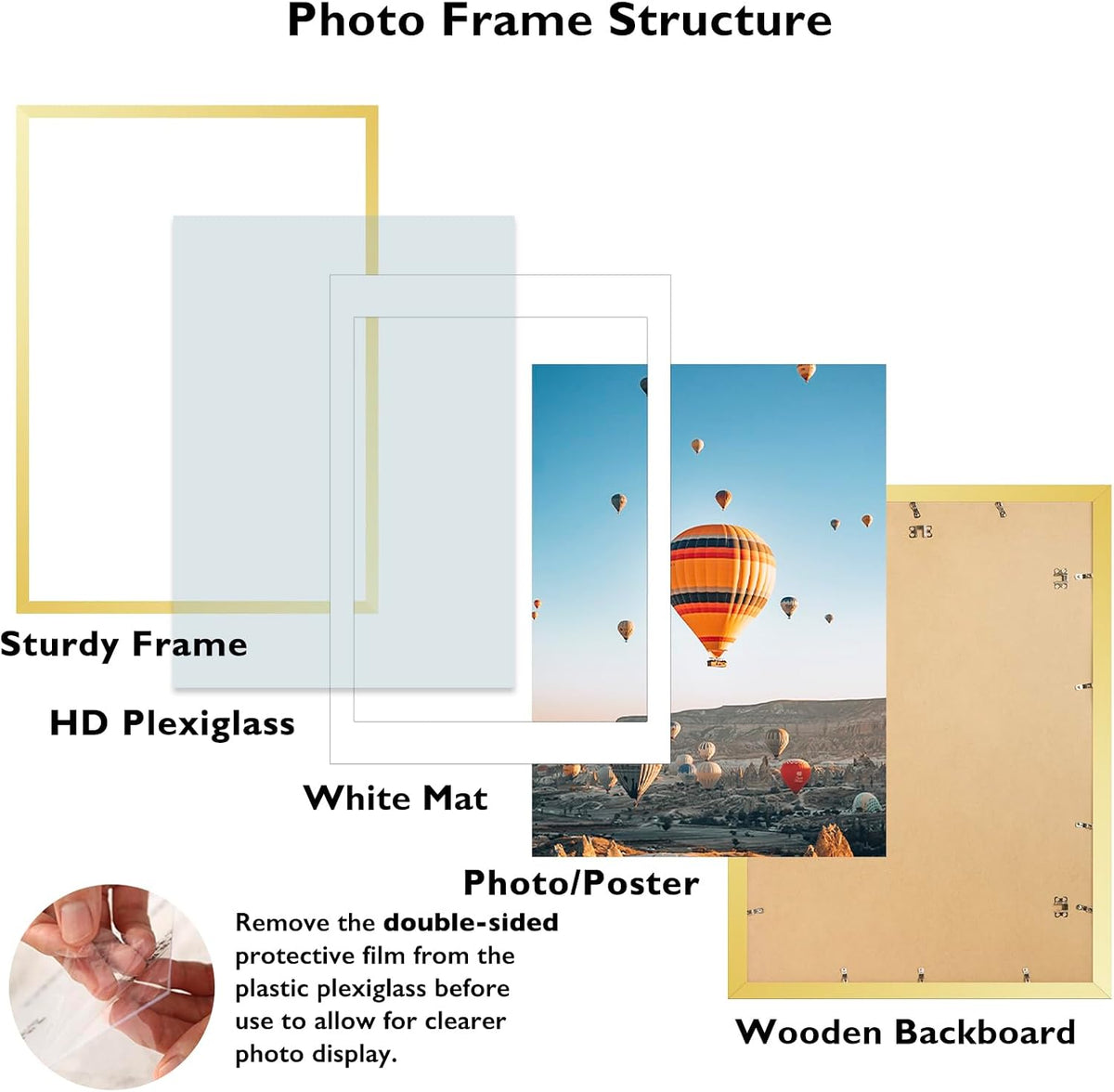 JCJMY 16x24 Picture Frame with Mat for Poster Photo and 40x60 cm Canvas, Display 14x20 with Mat or 16 x 24 without