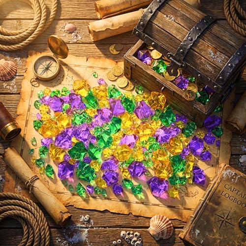 Syhood 570 Pcs Yellow, Green and Purple Acrylic Gems Plastic Crystals