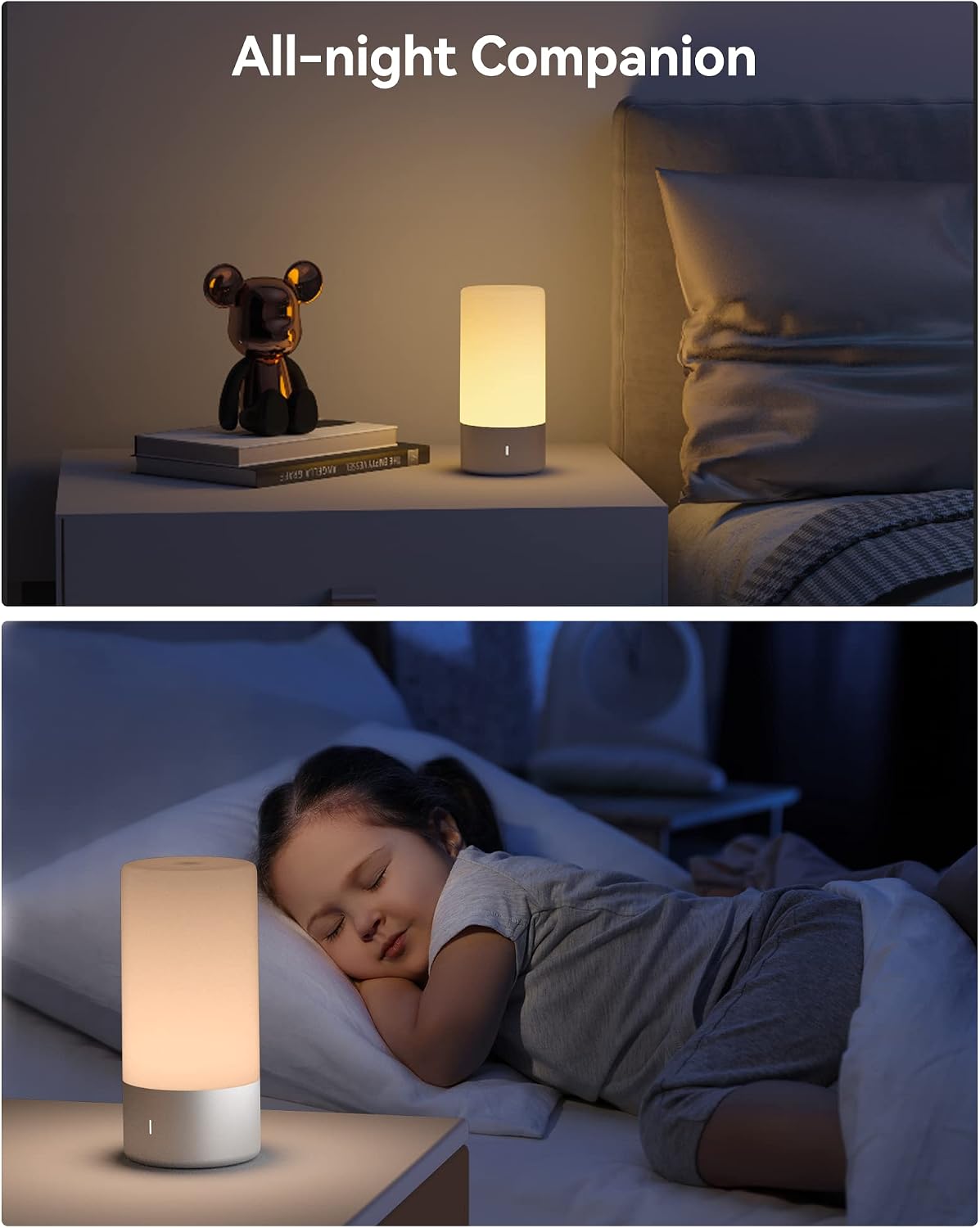 ROOTRO Table Lamp, [Advanced] Bedside Touch Control Lamp for Bedroom 3 Level Dimmable Warm White Lights with 256 RGB