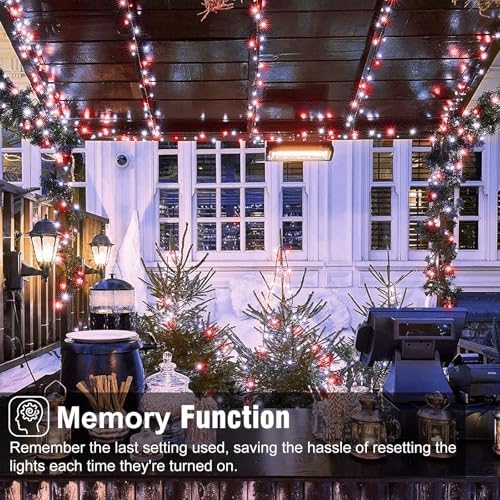 100FT 300 LED Christmas Lights Outdoor, Red and White Christmas Tree Lights