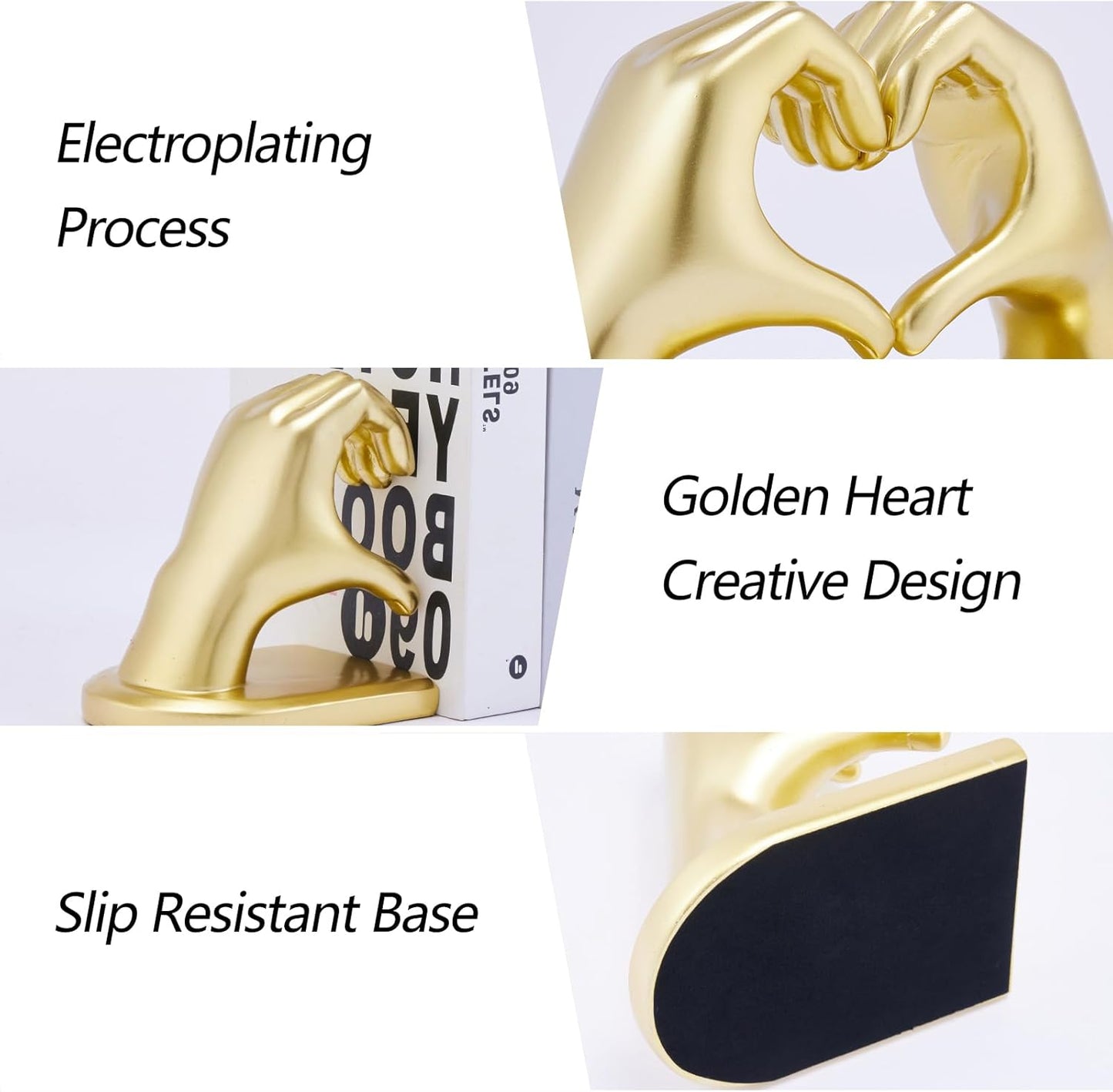 Gold Book Ends Bookends Heart Design / Bookend-gold