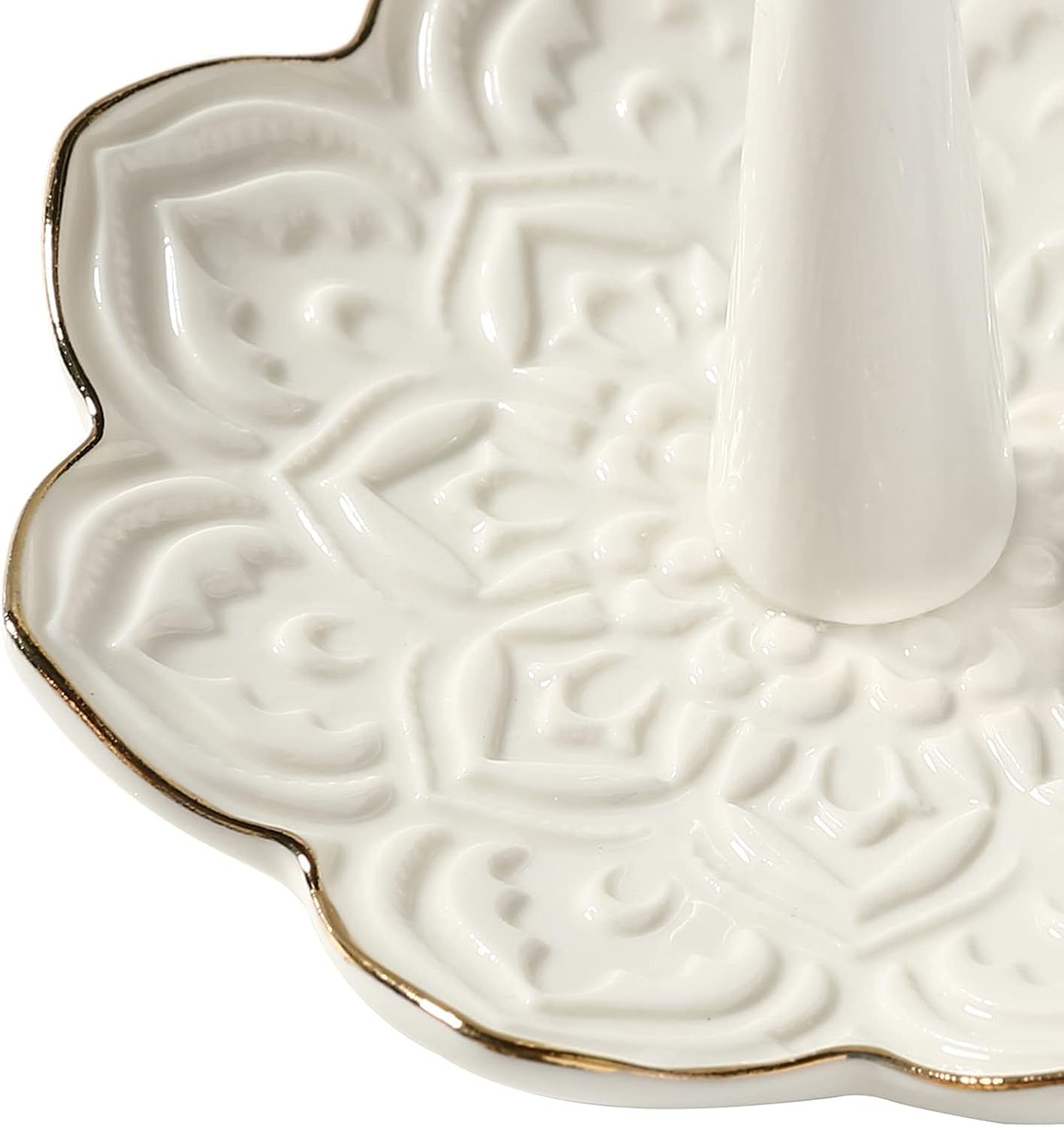 Ceramic Mandala Jewelry Holder Decorative Ring Holder/Trinket Tray Engagement Wedding / White