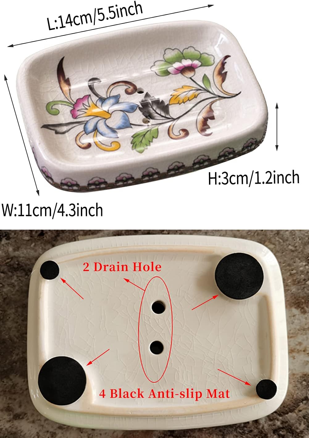 Ceramic Soap Dish Creative Ice Crack Ceramic Clorful / Clorful Flower Pattern Ceramic Soap Dish