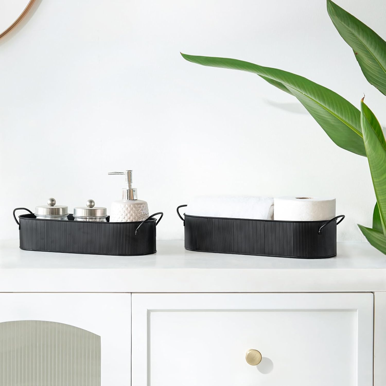 Metal Storage Basket for Toilet Tank Top Bathroom Decor / Black