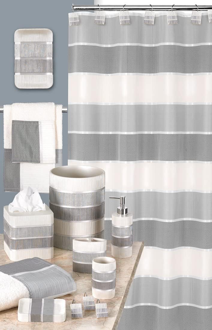 Zahari Home 4pc Modern Line Modern Bathroom Accessories Set Modern Soap Dispenser, Tumbler, Tooth Brush Holder and Dish