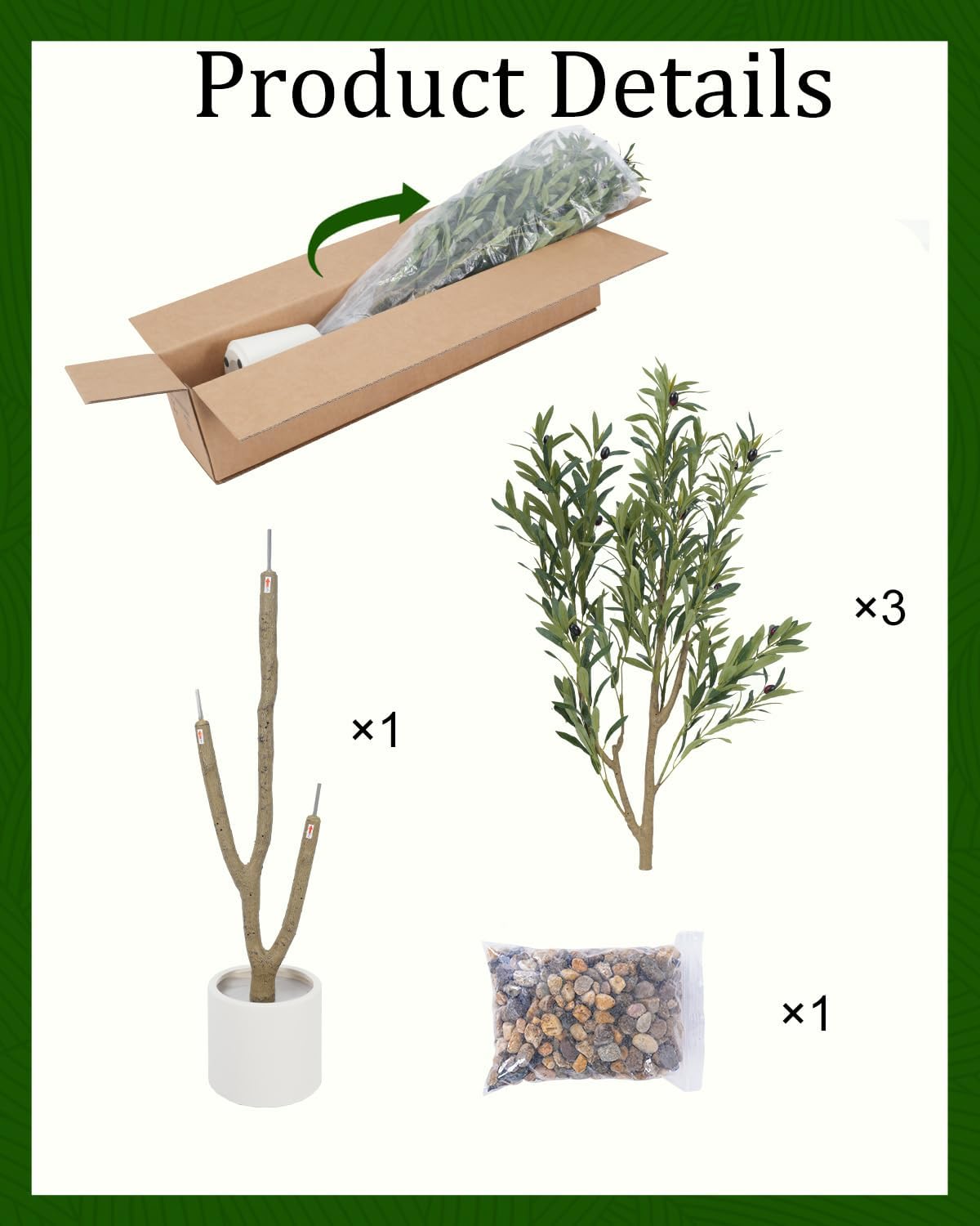 Olive Tree Fake Tree Faux Plants Indoor / 6ft / Natural / 6 Inch
