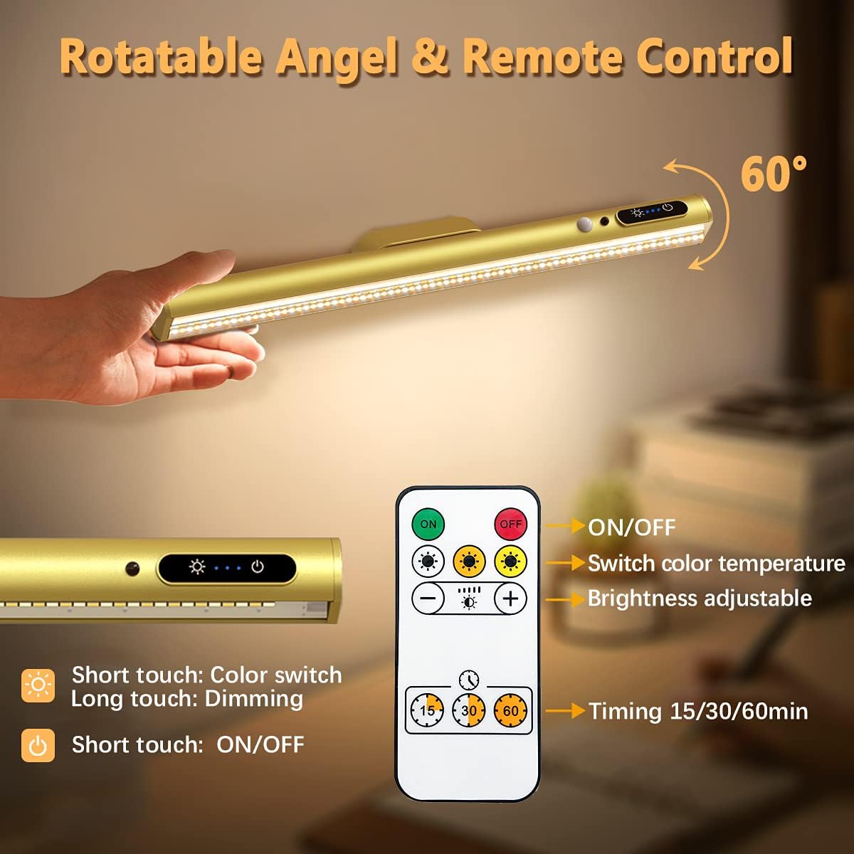 Rechargeable Magnetic LED Light Bar, 4000mAh Wireless Closet Light | Under Cabinet Lighting, Battery Powered Operated