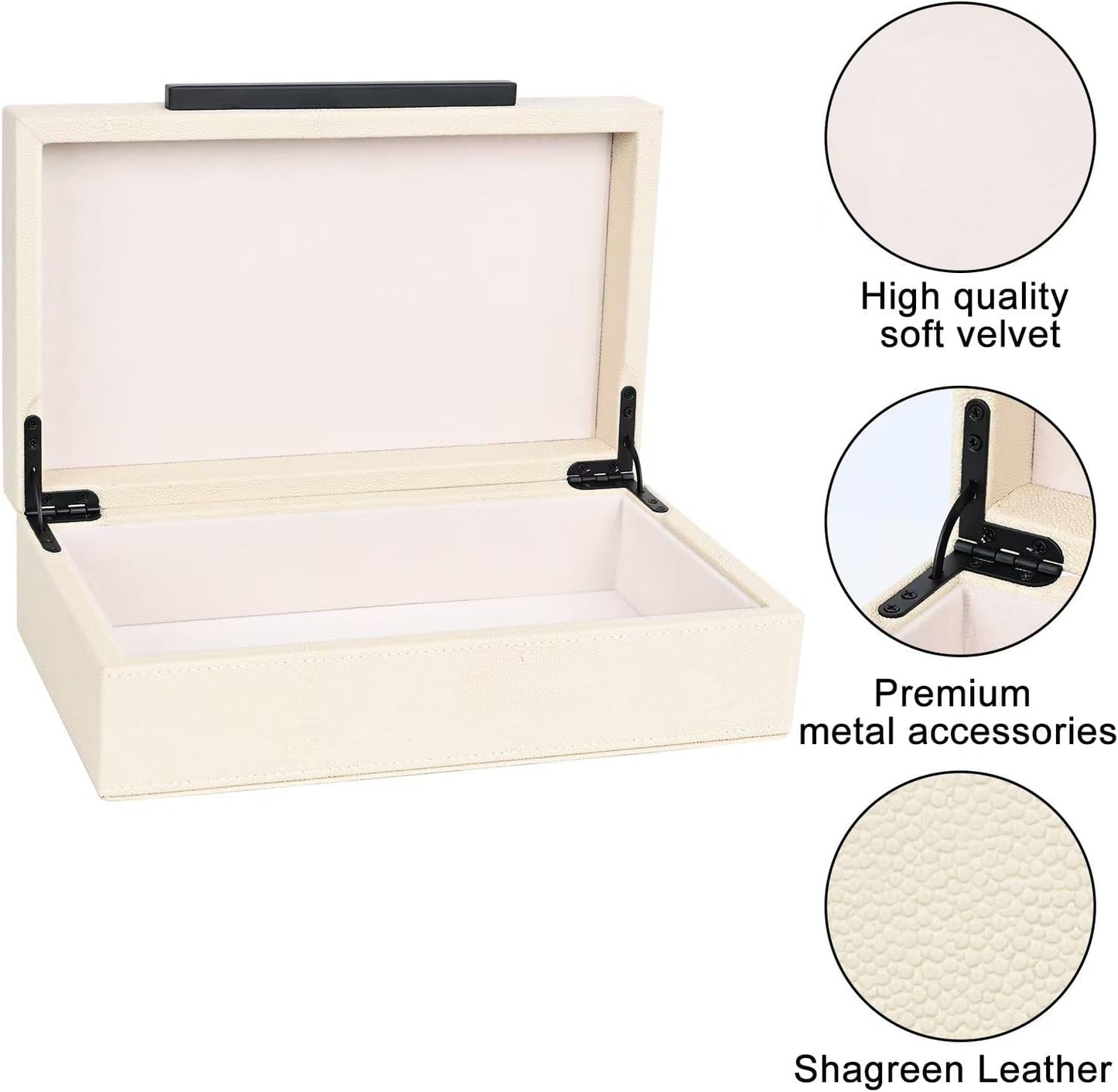 Small Jewelry Organizer & Keepsake Box / 11 In / Beige+black Handles