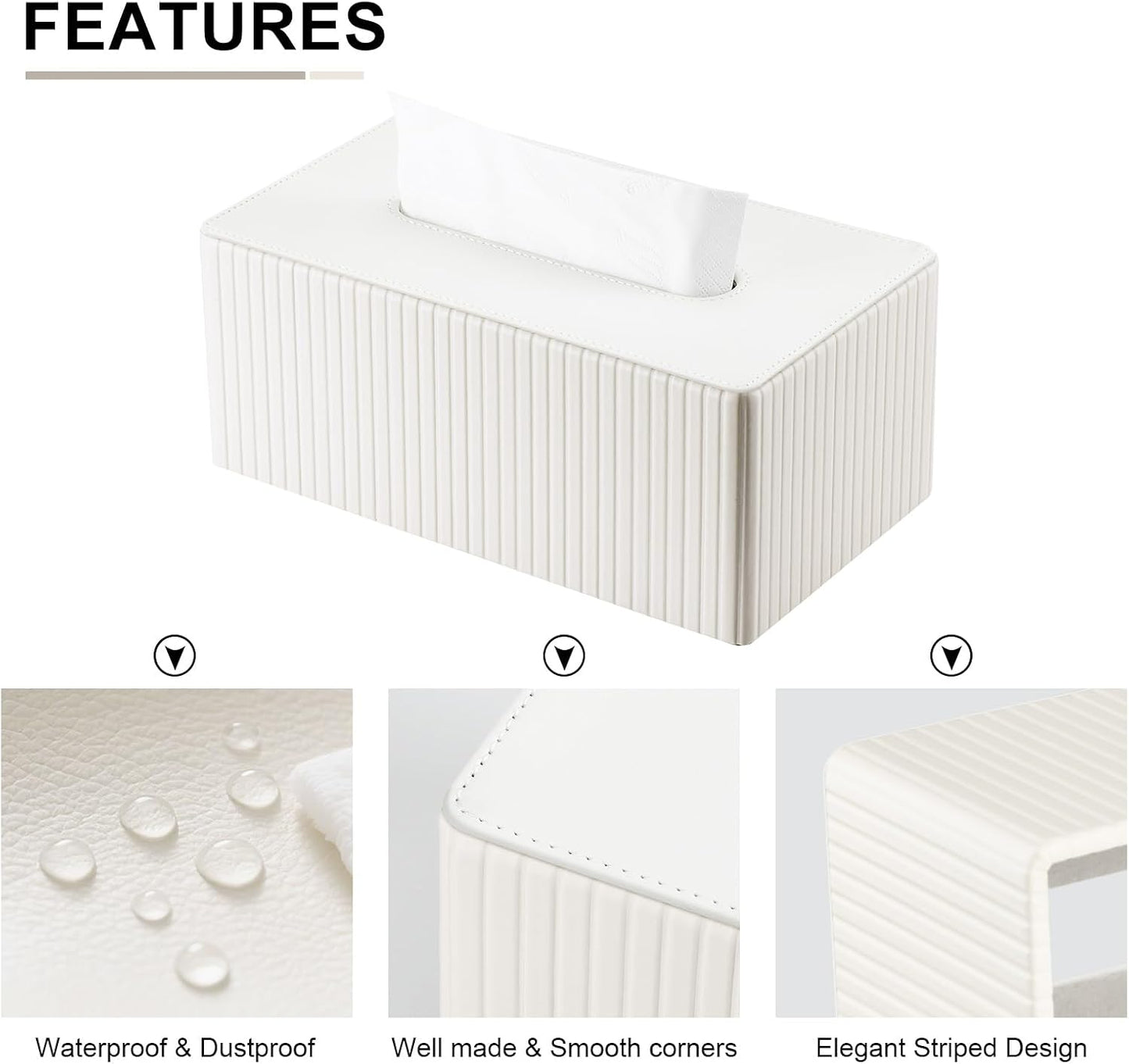Napkin & Facial Tissue Holder / Off-white Stripe