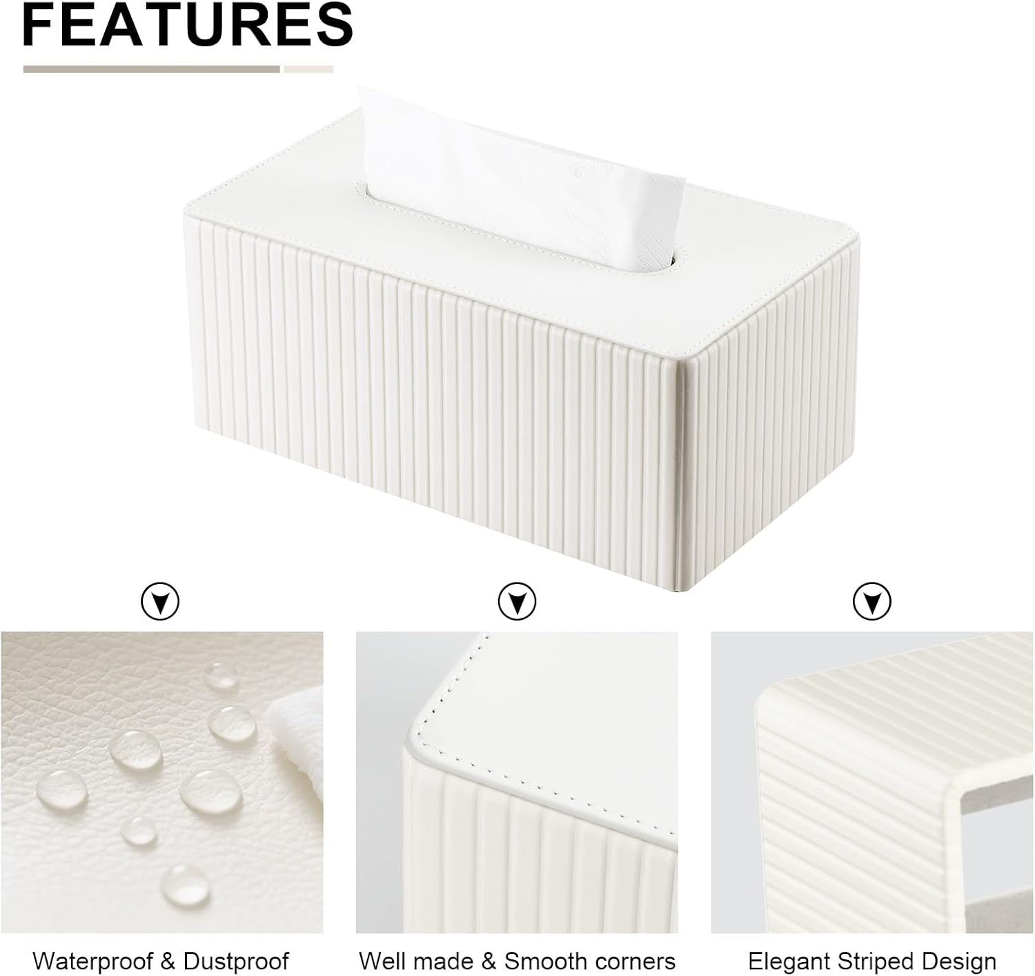 Napkin & Facial Tissue Holder / Off-white Stripe