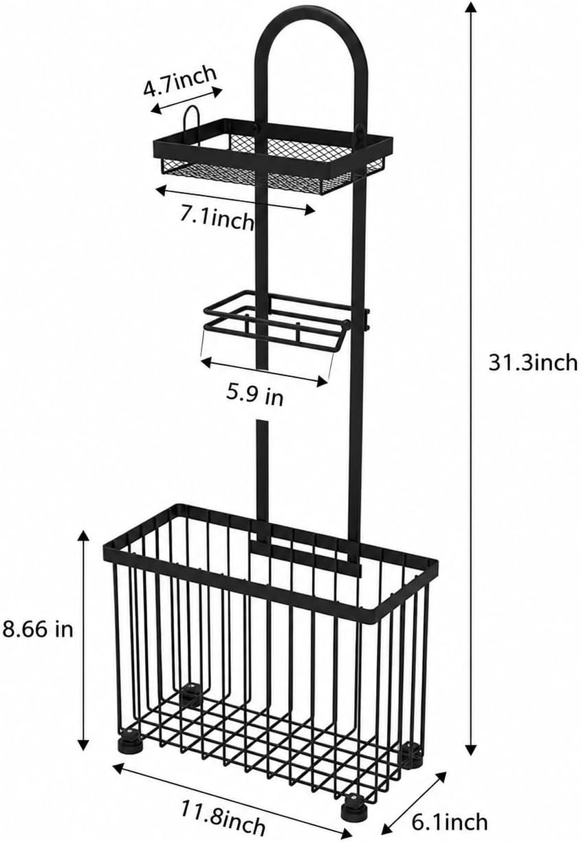 X-cosrack Freestanding Toilet Paper Holder Toilet Tissue Rack Scroll Stand Roll Dispenser with Storage Shelf Reserve