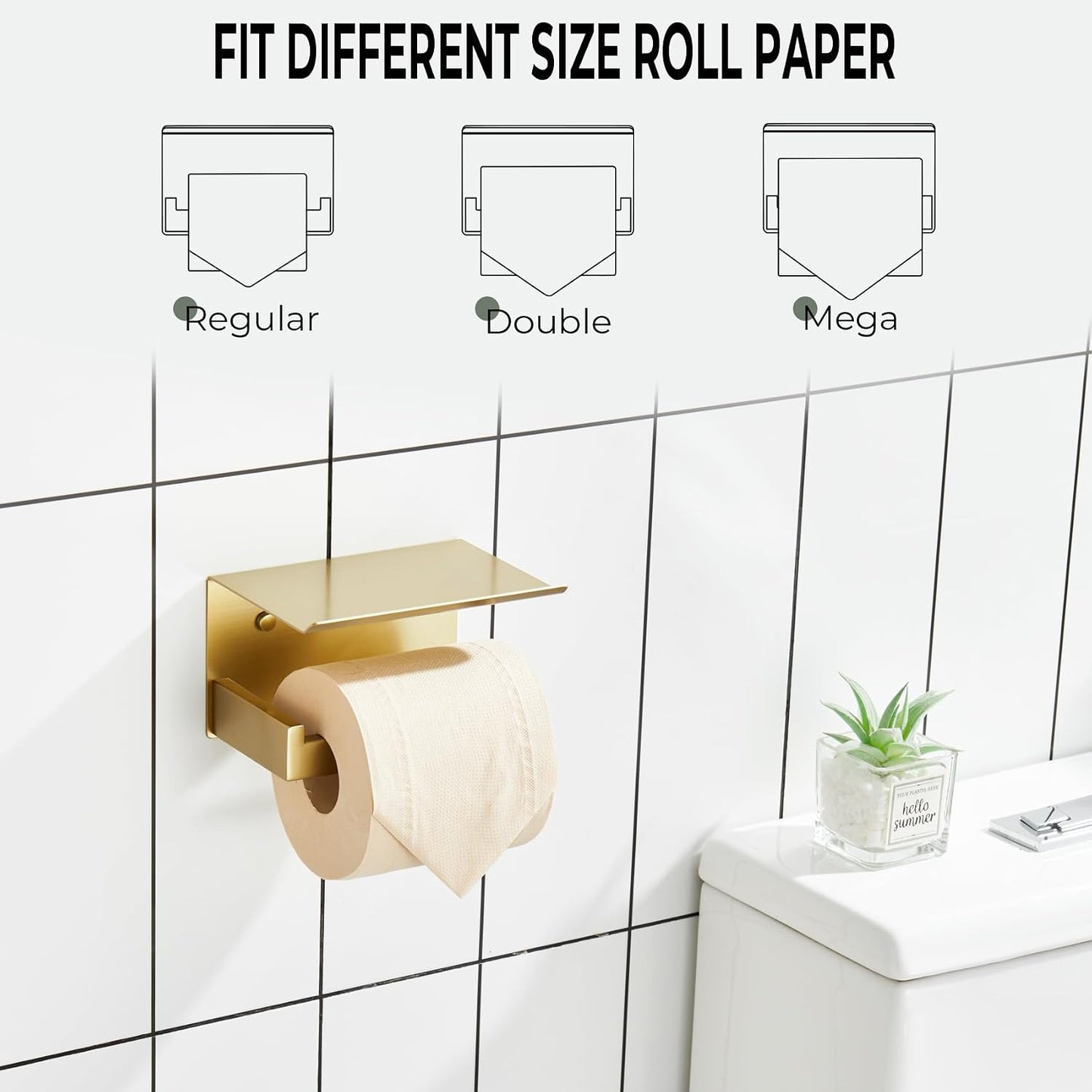 KOKOSIRI Toilet Paper Holder with Shelf Toilet Roll Holder for Bathroom Restroom T-304 Stainless Steel Wall Mounted