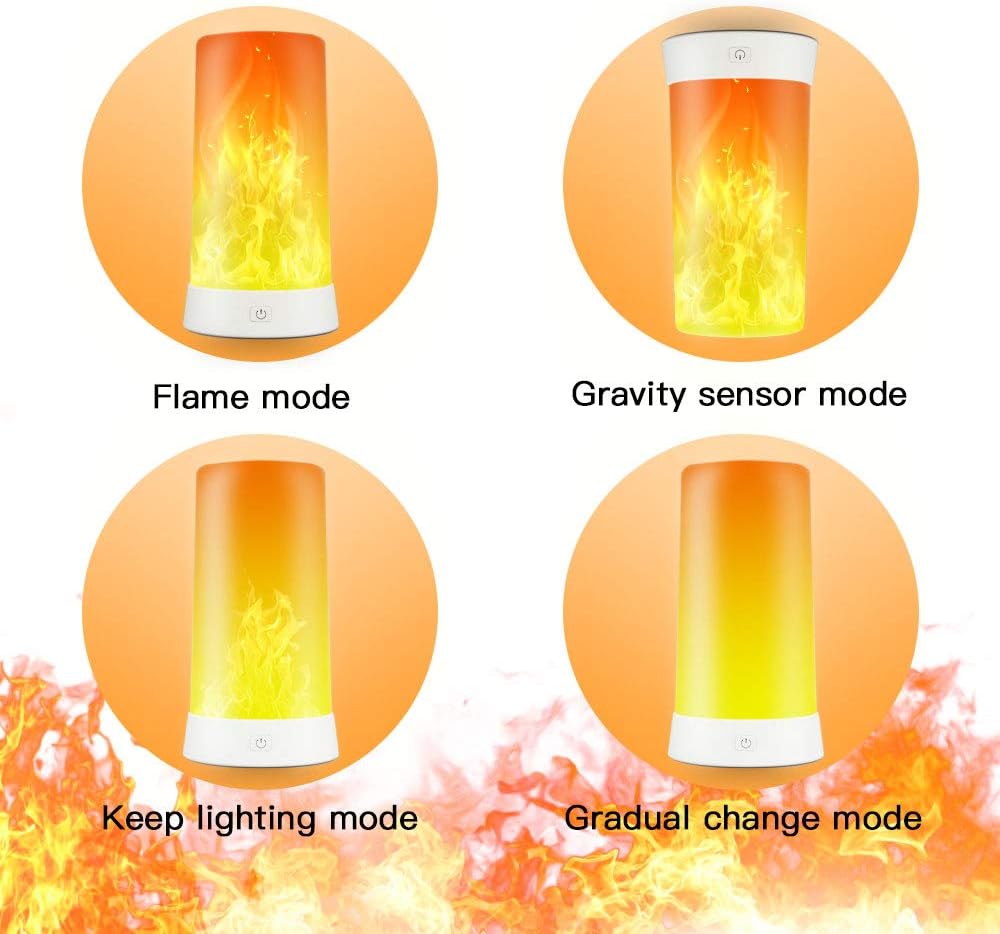 LED Flame Effect Light, Flame Lamp 4 Modes USB Rechargeable Fire Lights Indoor Campfire Outdoor Decorative Lantern