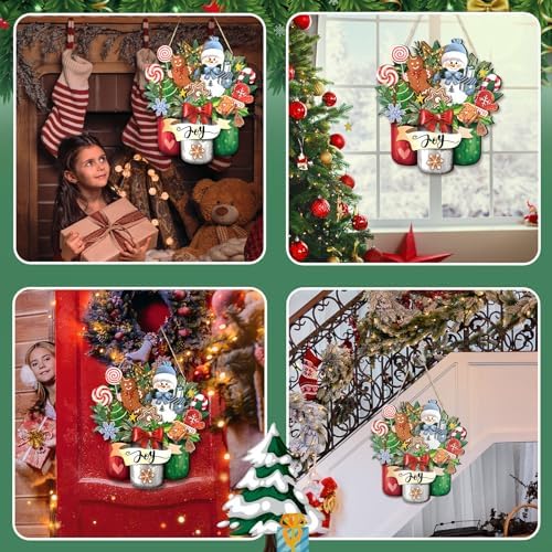 Boao Christmas Welcome Door Hanger, Snowman Door Sign Decor