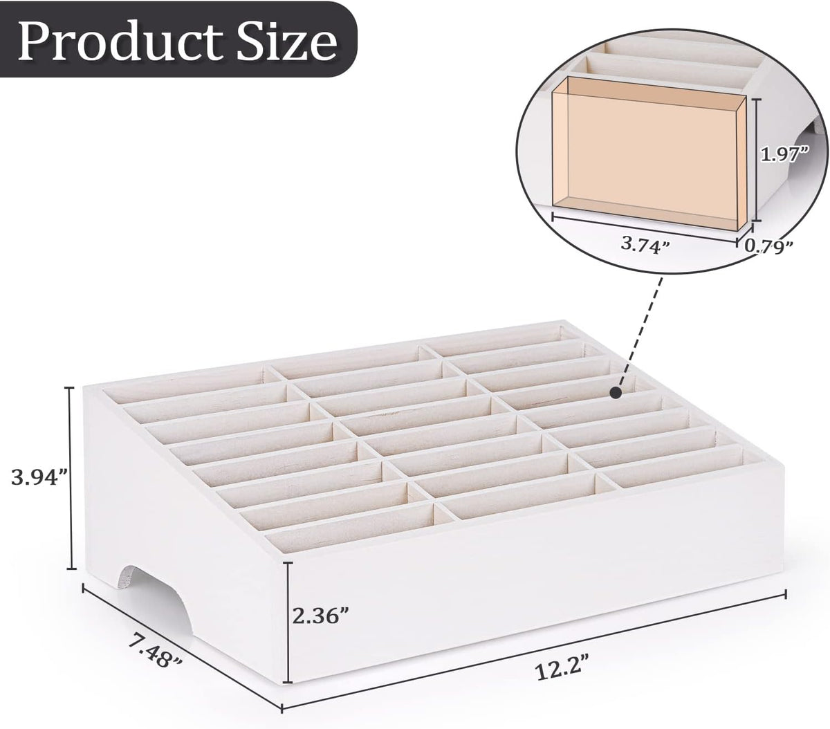 24-Grid Wooden Cell Phone Holder Desktop Organizer | Storage Box, Cell Phone Rack Display, Phone Caddy Storage for