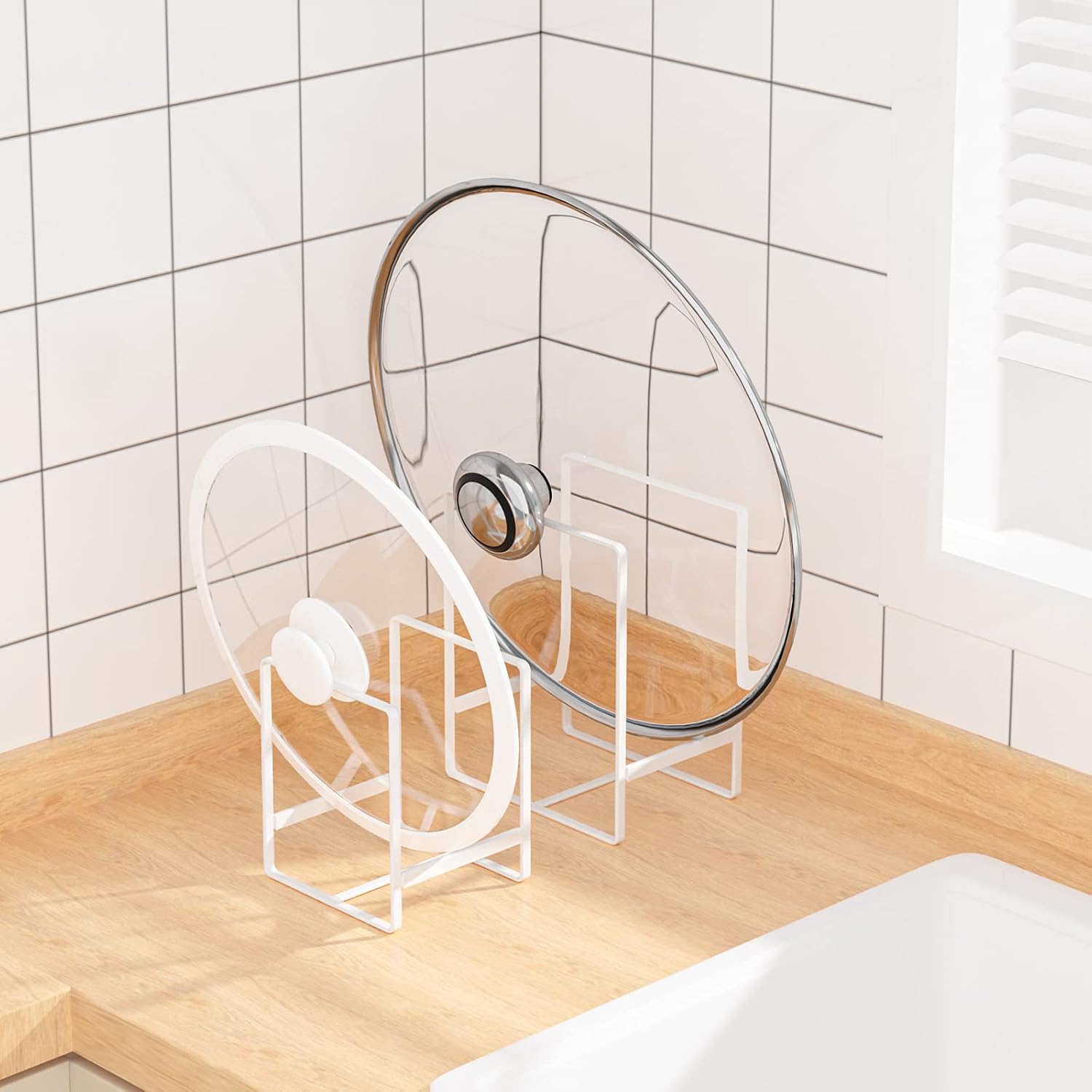 2 Large 2 Small Plate Organizers Holders Upright Cabinet Dish Drying Racks Metal Plate Dish Organizers Racks Stands for