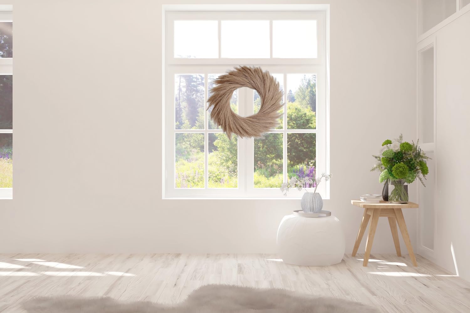 27'' Artificial Pampas Grass Wreath / Brown