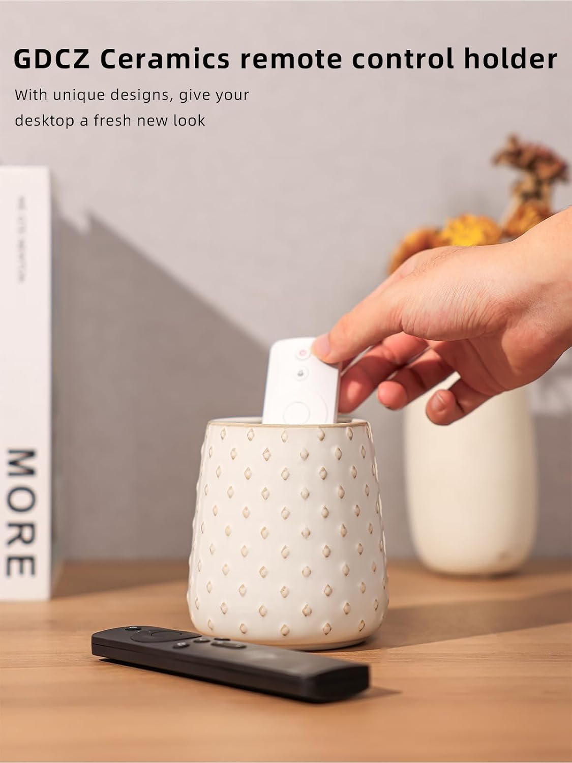 Ceramic TV Remote Control Holder / White