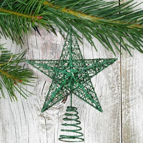 BinaryABC Iron Christmas Tree Star Topper,20cm Glittering Tree Topper