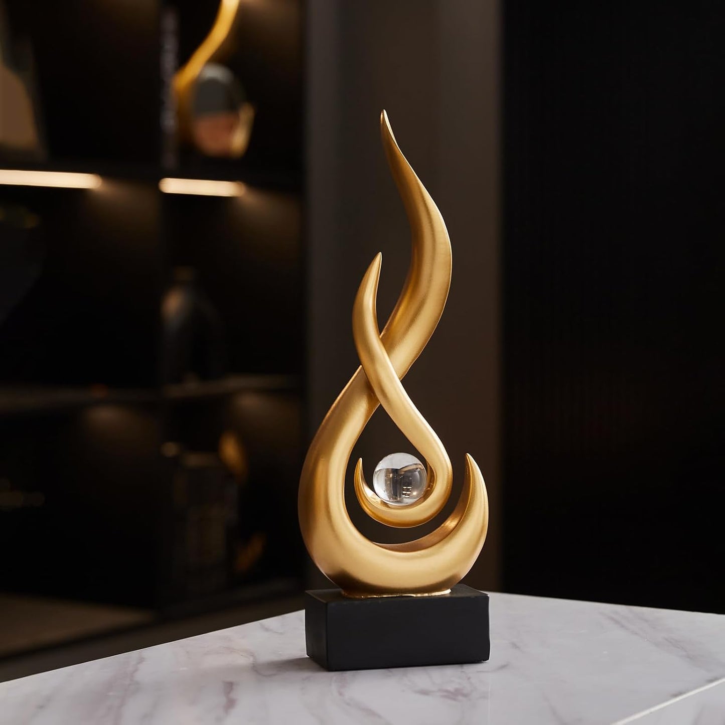Resin Flame Statue Modern Centerpiece Ornaments / Gold