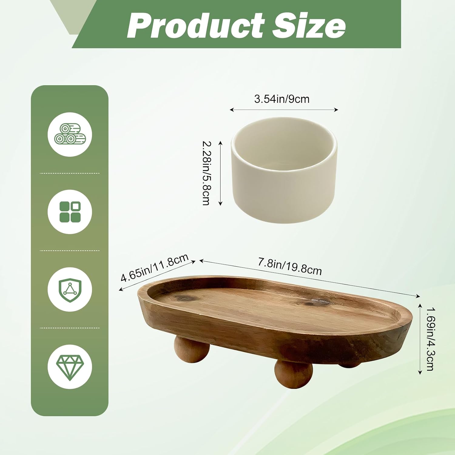 Small Wooden Riser Wooden Pedestal for Display Tray Display Riser / 11.8 x 19.8 x 4.3 / Oval Cm