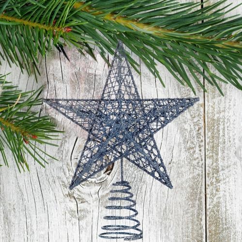 BinaryABC Iron Christmas Tree Star Topper,20cm Glittering Tree Topper