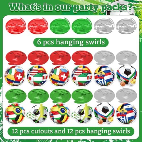 Soccer Hanging Swirls, 30Pcs Soccer Ball Ceiling Streamers Football Theme Party Swirls for Sport Event Game Hanging Decorations